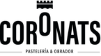 Logo of Coronats Pastelería & Obrador with a crown symbol above the text on a white background.